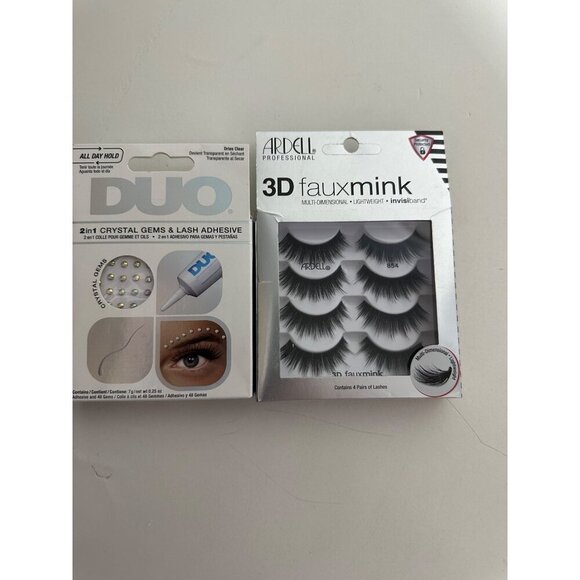 Ardell Professional 3D Faux mink (854) & DUO 2 in 1 Crystal Gems & Lash Adhesive - Picture 1 of 5